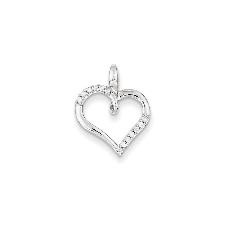 14k White Gold Real Diamond Heart Pendant