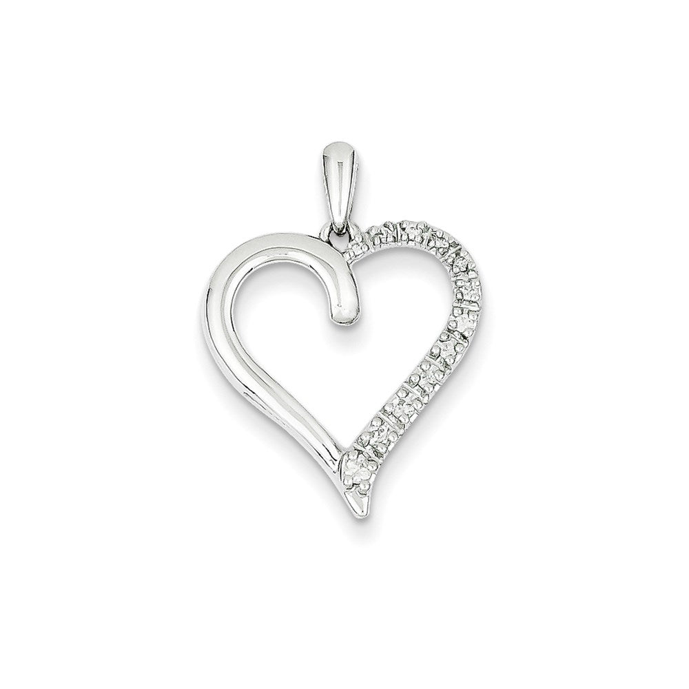 14k White Gold Real Diamond Heart Pendant