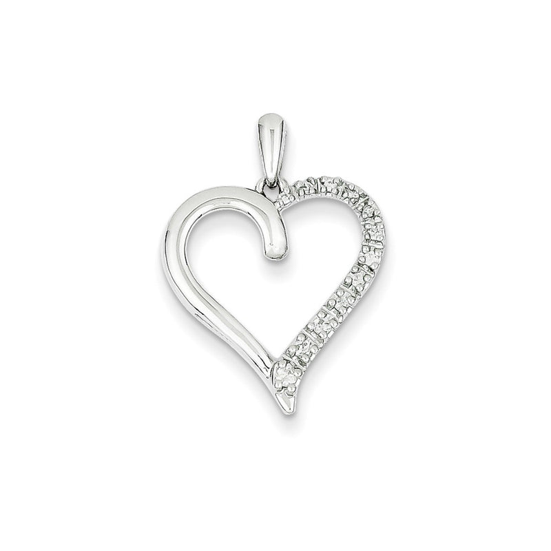 14k White Gold Real Diamond Heart Pendant
