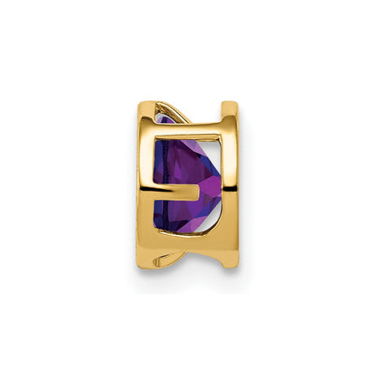 14K Yellow Gold 6mm Amethyst Checker bezel pendant