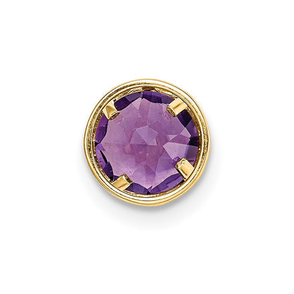 14K Yellow Gold 6mm Amethyst Checker bezel pendant