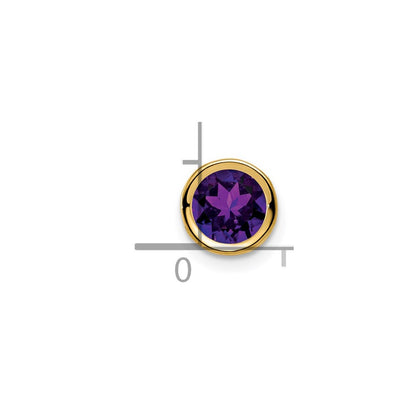 14K Yellow Gold 6mm Amethyst Checker bezel pendant