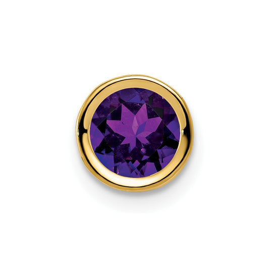 14K Yellow Gold 6mm Amethyst Checker bezel pendant
