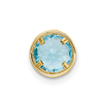 14K Yellow Gold 6mm Blue Topaz Checker bezel pendant