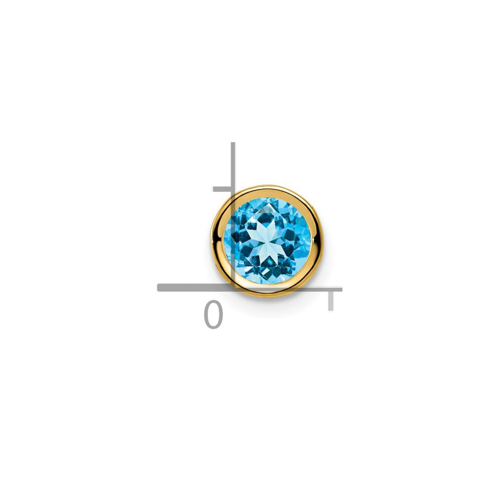 14K Yellow Gold 6mm Blue Topaz Checker bezel pendant