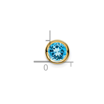 14K Yellow Gold 6mm Blue Topaz Checker bezel pendant