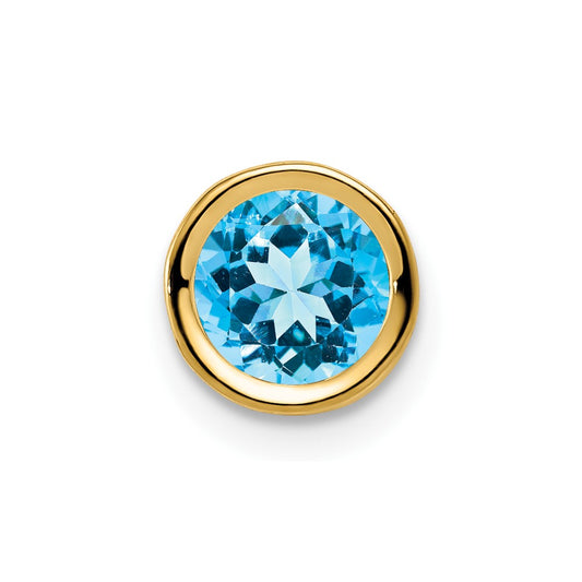 14K Yellow Gold 6mm Blue Topaz bezel pendant
