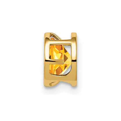 14K Yellow Gold 6mm Citrine Checker bezel pendant