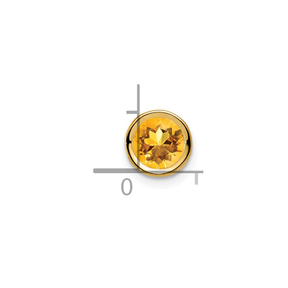 14K Yellow Gold 6mm Citrine Checker bezel pendant