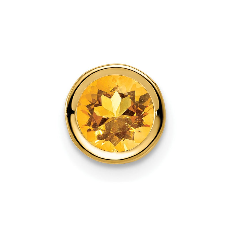 14K Yellow Gold 6mm Citrine Checker bezel pendant