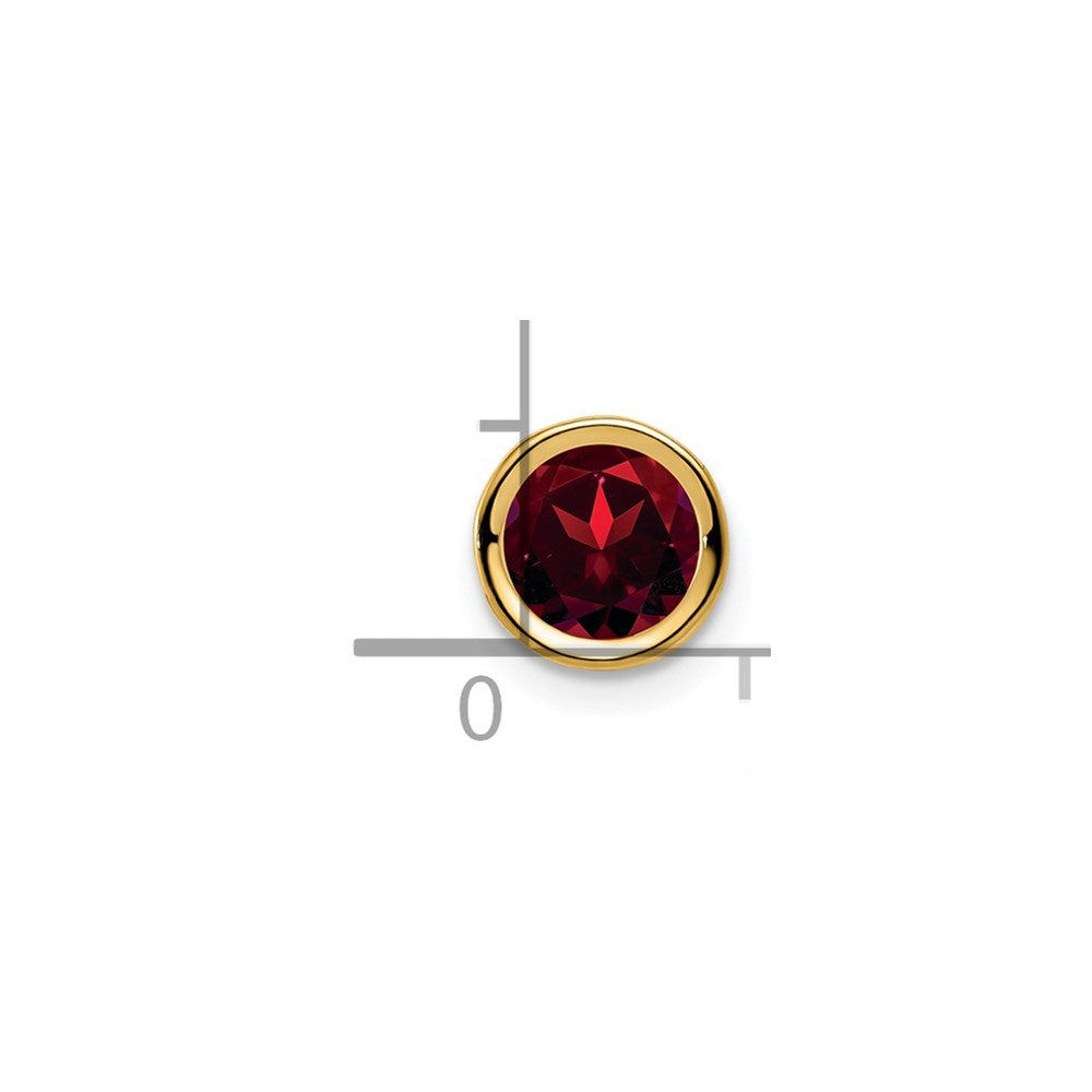 14K Yellow Gold 6mm Garnet bezel pendant