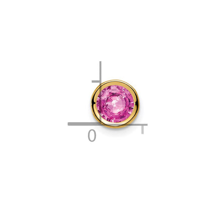 14k 6mm Pink Sapphire bezel Pendant