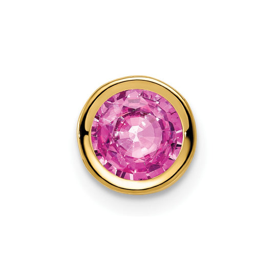 14k 6mm Pink Sapphire bezel Pendant