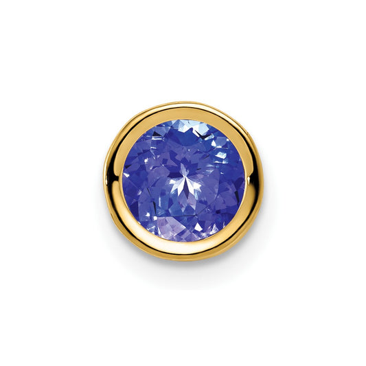 14k Yellow Gold 6mm Tanzanite bezel pendant