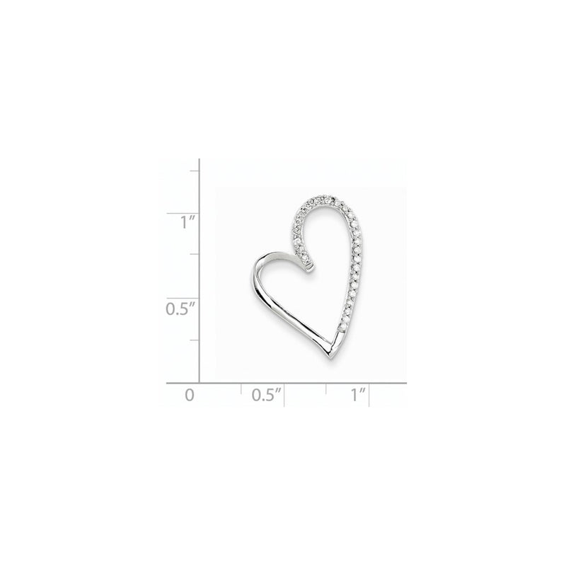 14k White Gold Real Diamond Heart Chain Slide