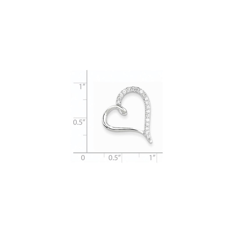14k White Gold AA Real Diamond Heart Chain Slide
