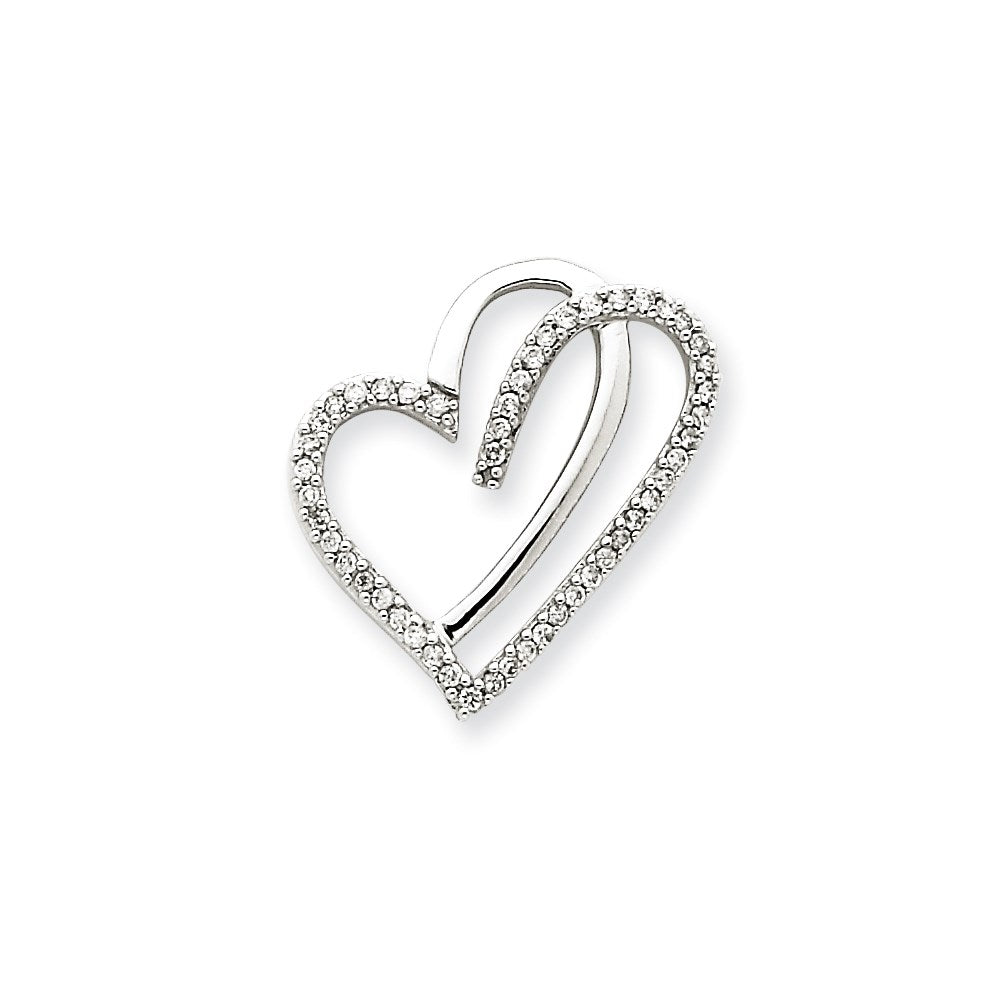 14k White Gold Real Diamond Heart Pendant
