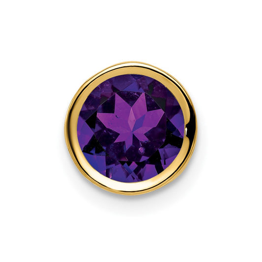 14K Yellow Gold 7mm Amethyst bezel pendant