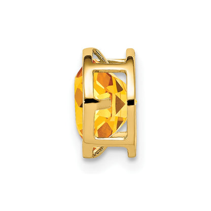 14K Yellow Gold 7mm Citrine Checker bezel pendant