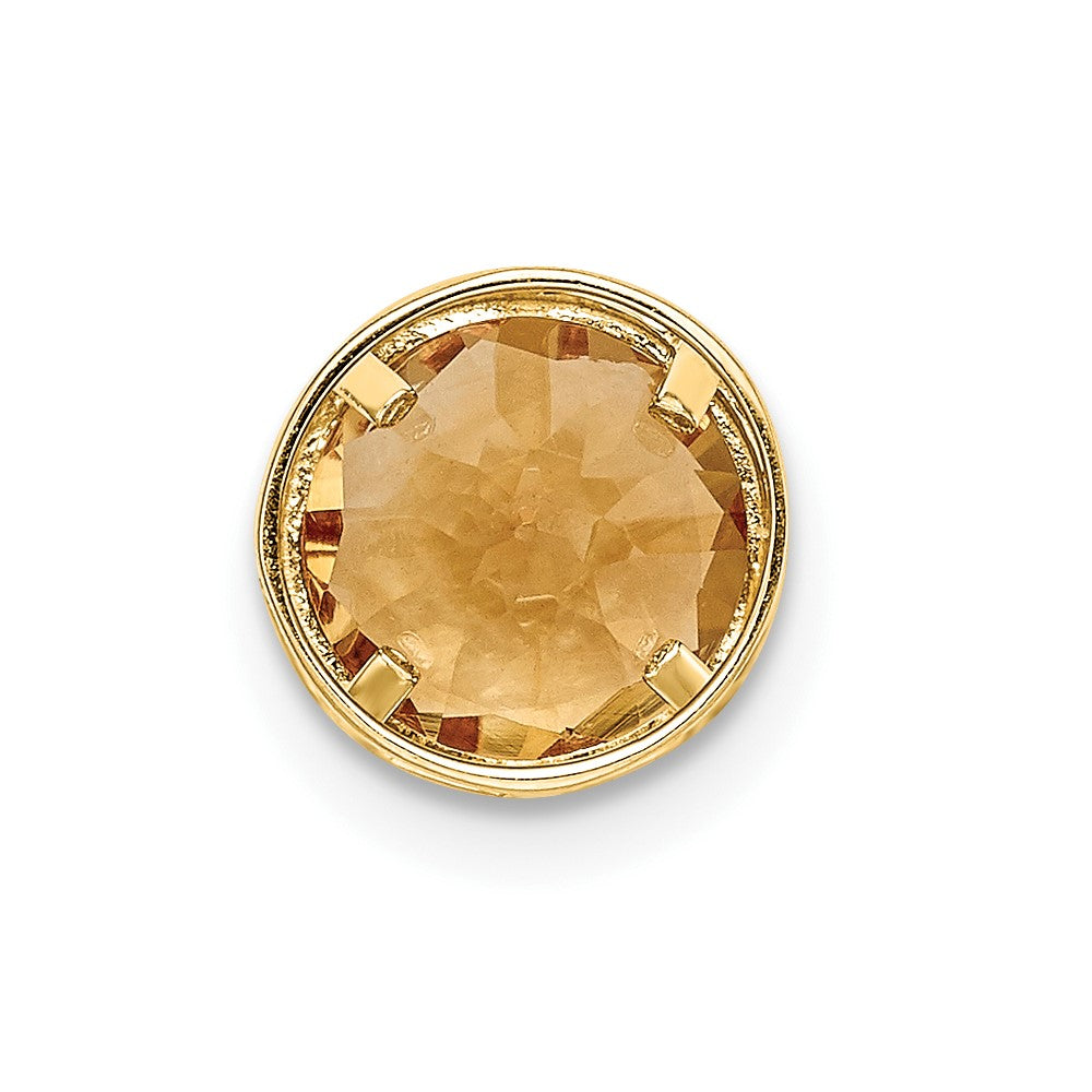 14K Yellow Gold 7mm Citrine Checker bezel pendant