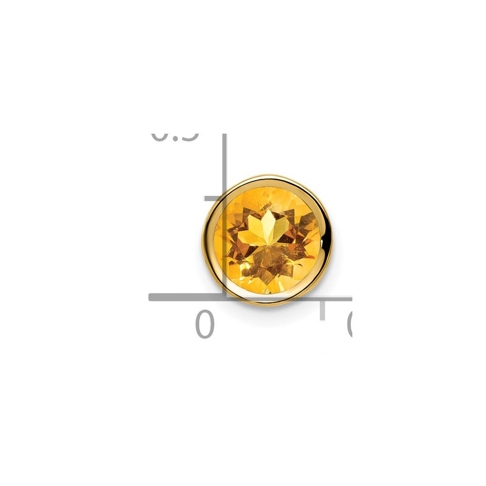 14K Yellow Gold 7mm Citrine Checker bezel pendant