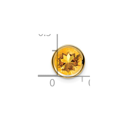 14K Yellow Gold 7mm Citrine Checker bezel pendant