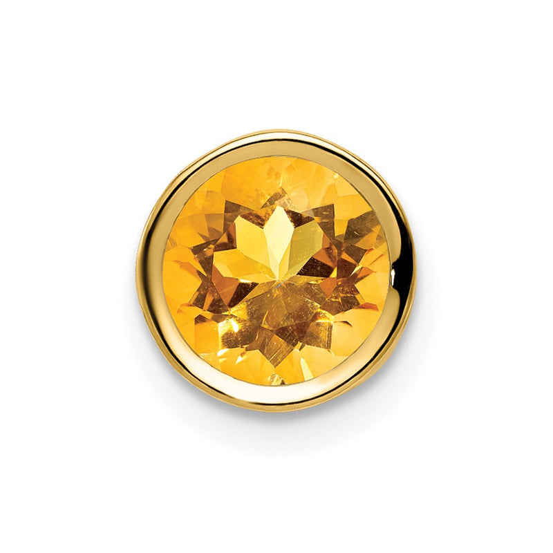 14K Yellow Gold 7mm Citrine Checker bezel pendant