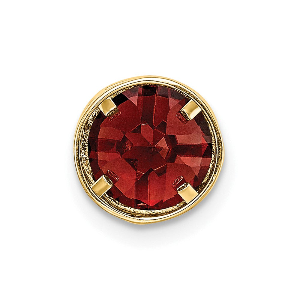 14K Yellow Gold 7mm Garnet Checker bezel pendant
