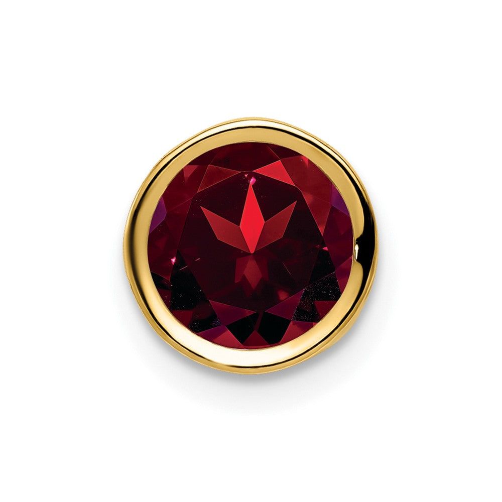 14K Yellow Gold 7mm Garnet Checker bezel pendant