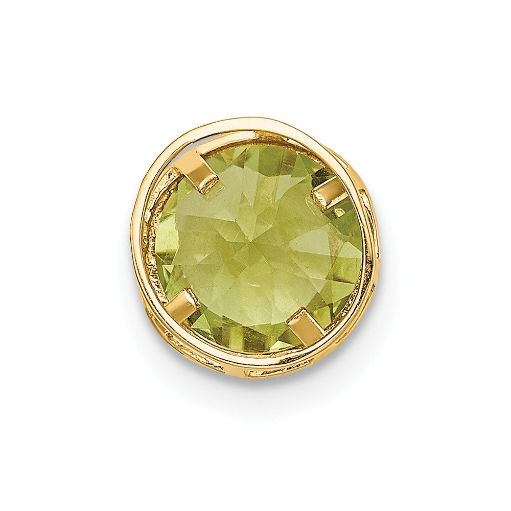 14K Yellow Gold 7mm Peridot bezel pendant