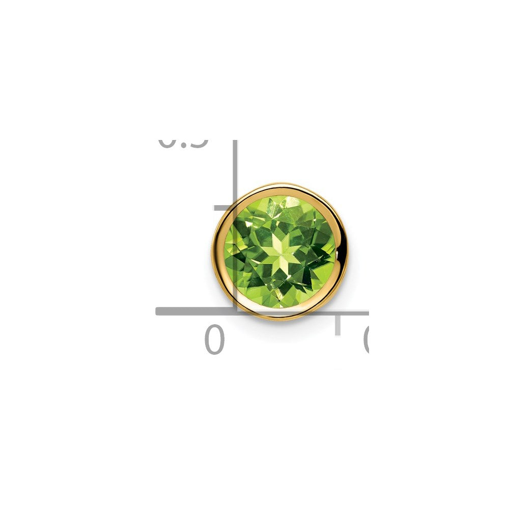 14K Yellow Gold 7mm Peridot bezel pendant