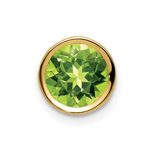 14K Yellow Gold 7mm Peridot bezel pendant