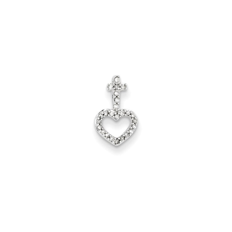 14k White Gold Real Diamond Heart & Cross Chain Slide