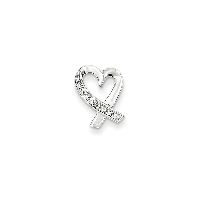 14k White Gold Real Diamond Heart Slide