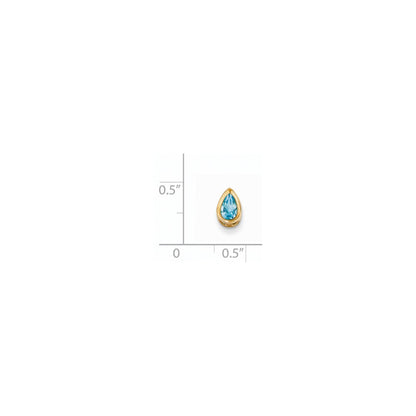 14K Yellow Gold 6x4mm Pear Blue Topaz bezel pendant