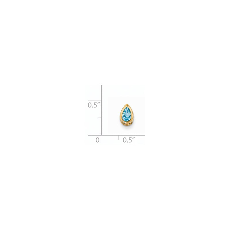 14K Yellow Gold 6x4mm Pear Blue Topaz bezel pendant