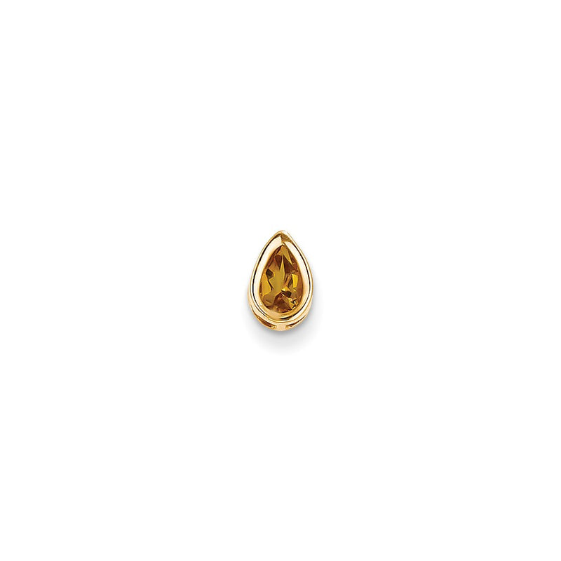 14K Yellow Gold 6x4mm Pear Citrine Checker bezel pendant