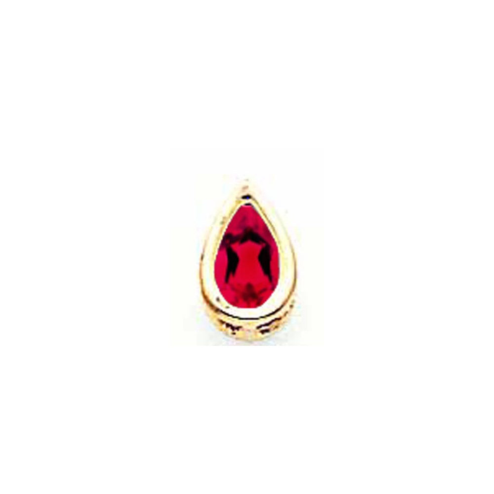 14K Yellow Gold 6x4mm Pear Ruby bezel pendant