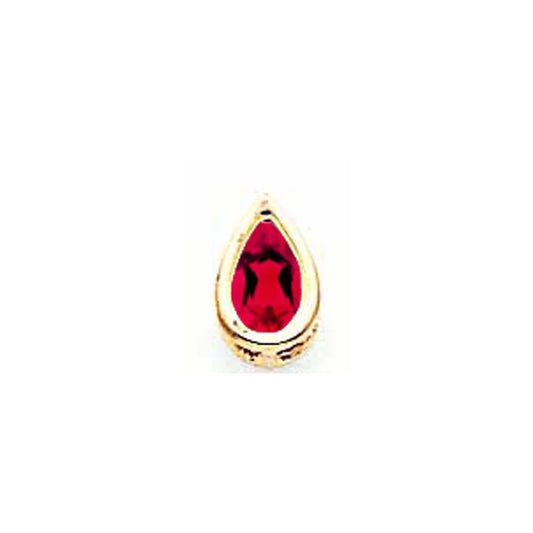 14K Yellow Gold 6x4mm Pear Ruby bezel pendant