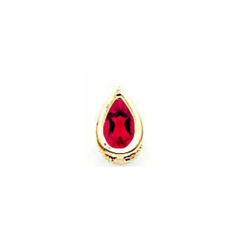 14K Yellow Gold 6x4mm Pear Ruby bezel pendant
