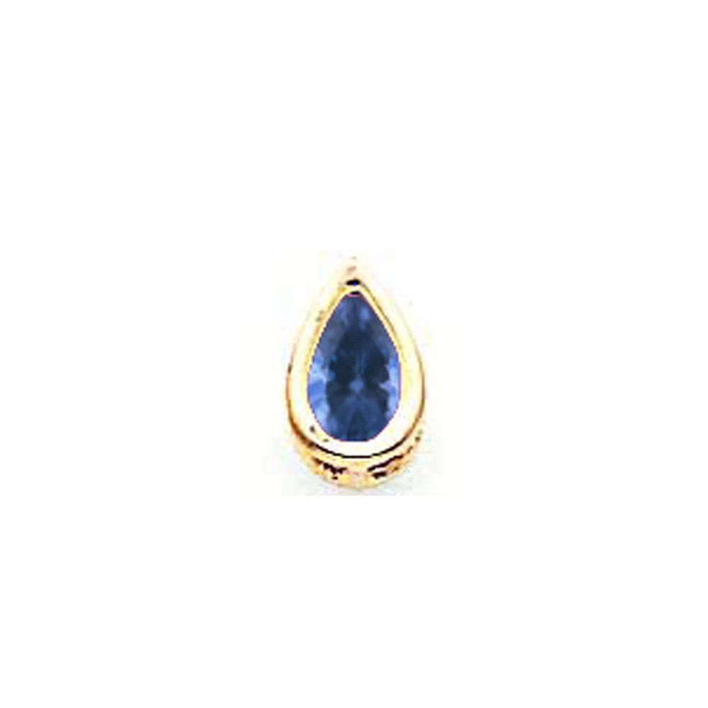 14K Yellow Gold 6x4mm Pear Sapphire bezel pendant