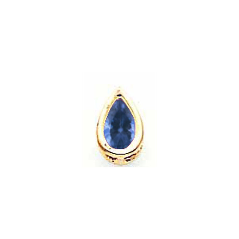 14K Yellow Gold 6x4mm Pear Sapphire bezel pendant