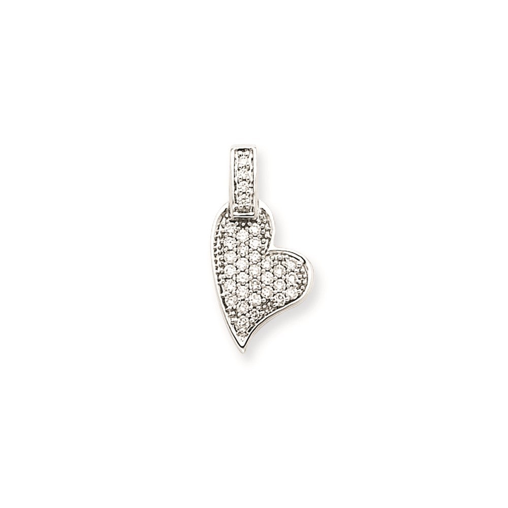 14k White Gold Real Diamond Heart Pendant