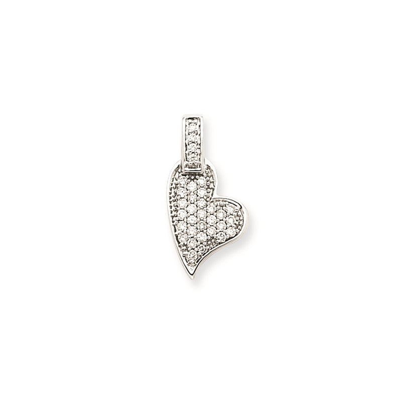 14k White Gold Real Diamond Heart Pendant