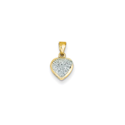 14K Yellow Gold Real Diamond Heart Pendant