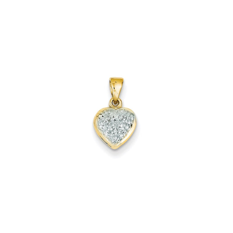14K Yellow Gold Real Diamond Heart Pendant