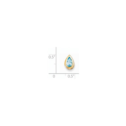 14K Yellow Gold 8x5mm Pear Blue Topaz bezel pendant