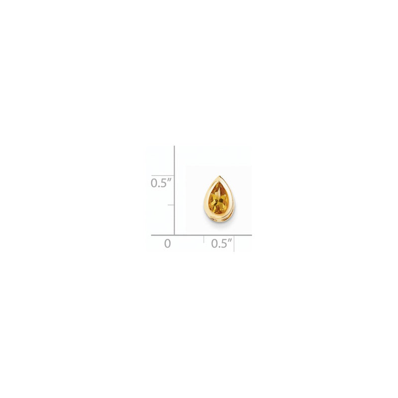 14K Yellow Gold 8x5mm Pear Citrine bezel pendant