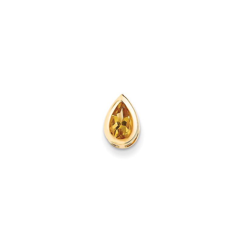 14K Yellow Gold 8x5mm Pear Citrine bezel pendant