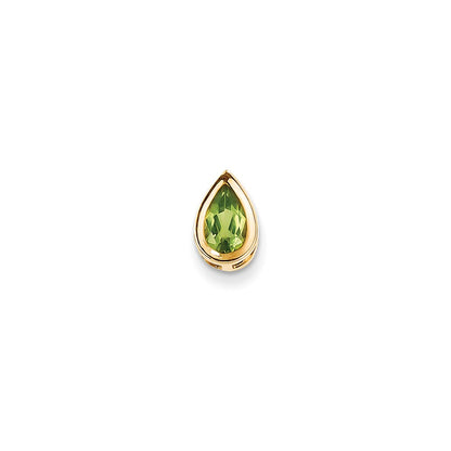 14K Yellow Gold 8x5mm Pear Peridot bezel pendant